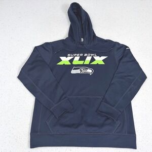Seattle Seahawks Super Bowl XLIX Nike Therma-FIT Hoodie Medium NFL Navy Team